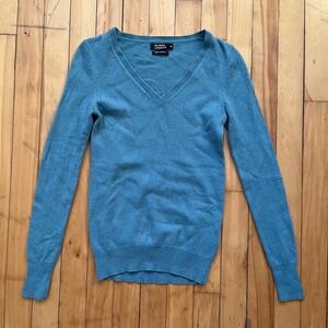 Galeries Lafayette Blue V Neck 100% Cashmere Sweater Size 00